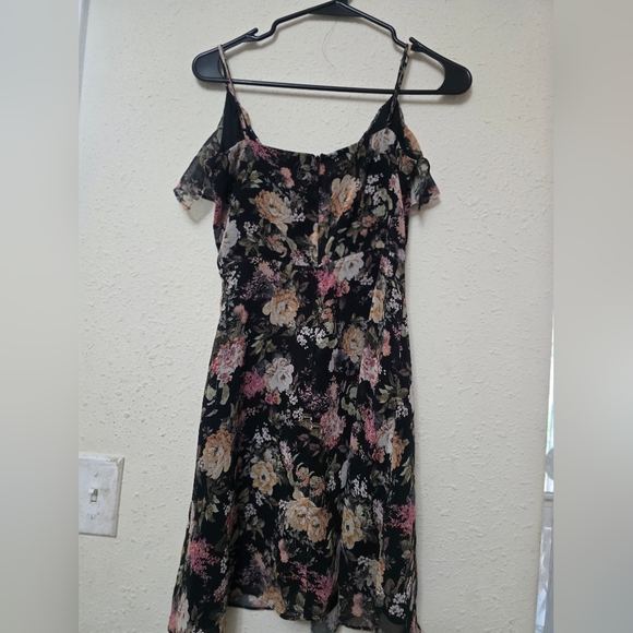 Bailey 44 Black Floral Ruffle Slip Mini Dress - Picture 3 of 6